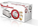 Tostadora - Moulinex Classic LS330D11, 1400 W, 2 Ranuras Extralargas, 6 Niveles de tostado, Bandeja recogemigas, Botón Stop, Acero Inoxidable